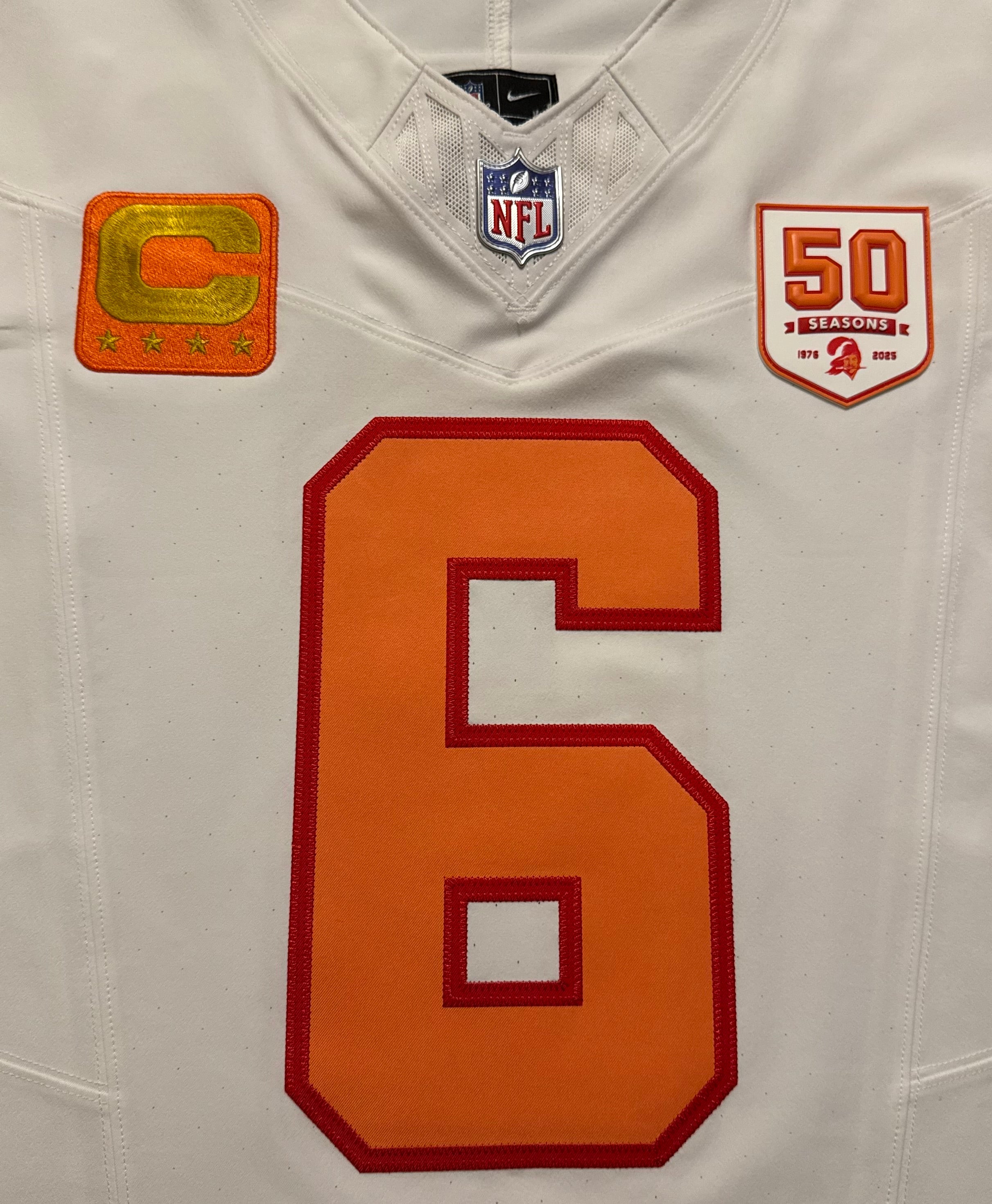 Baker Mayfield Tampa Bay Buccaneers Jersey #6 Nike Vapor FUSE Elite White Creamsicle size 40 (Medium) NFL