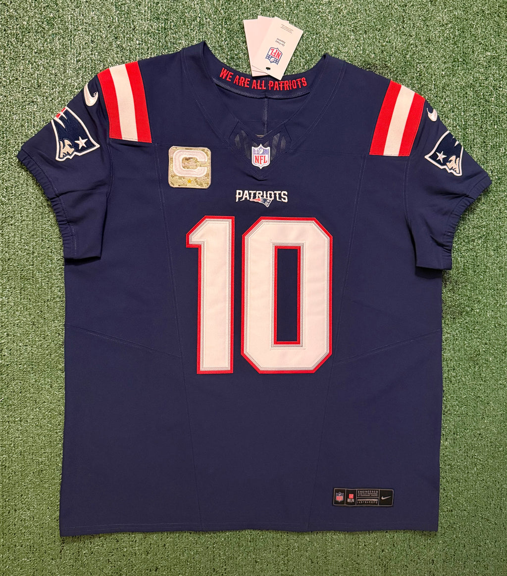 Drake Maye New England Patriots Jersey #10 Nike Vapor Fuse Elite Blue Size 48 (XL) NFL