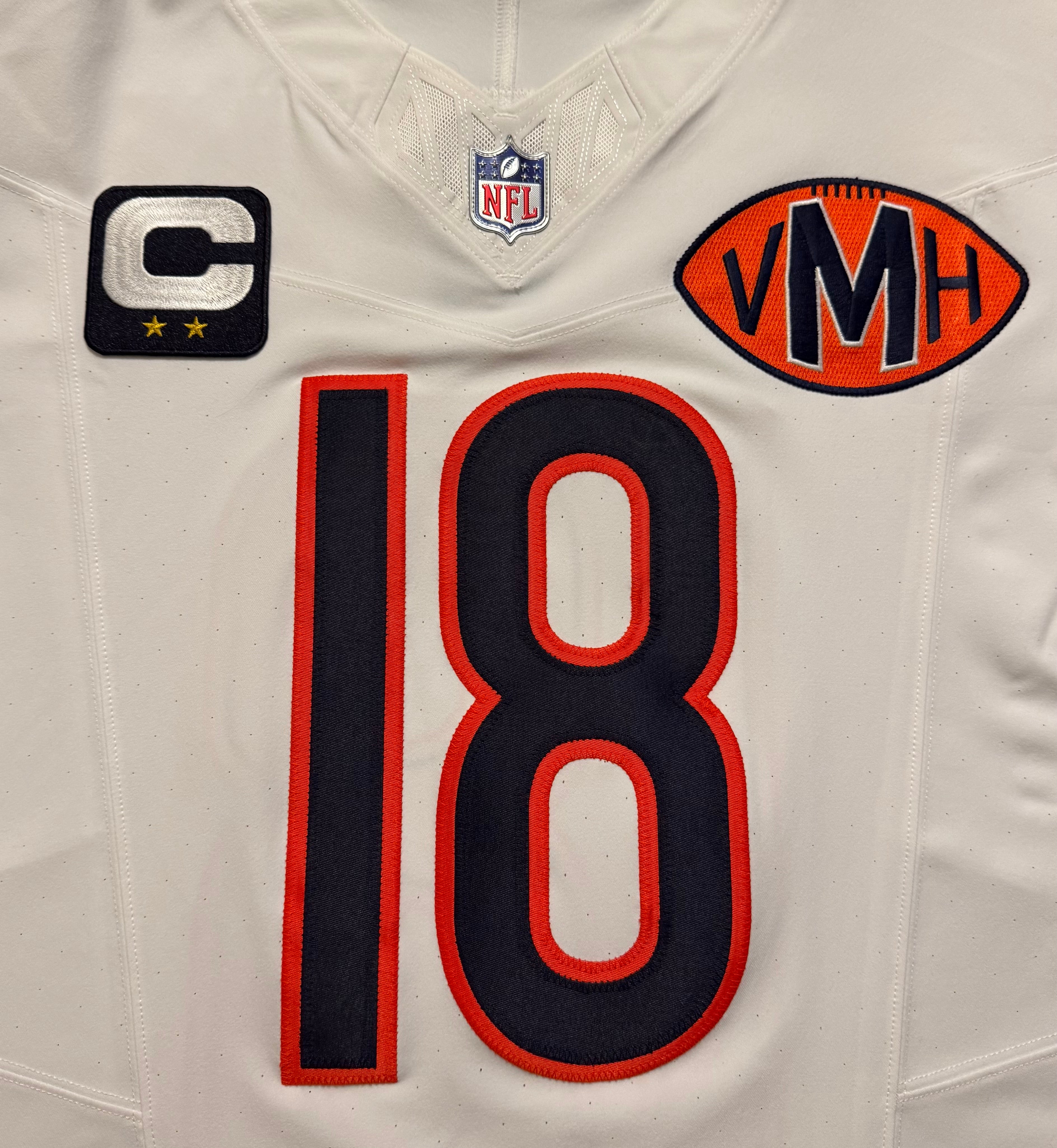 Caleb Williams Chicago Bears Jersey #18 Nike Vapor FUSE Elite White Size 44 (Large) NFL