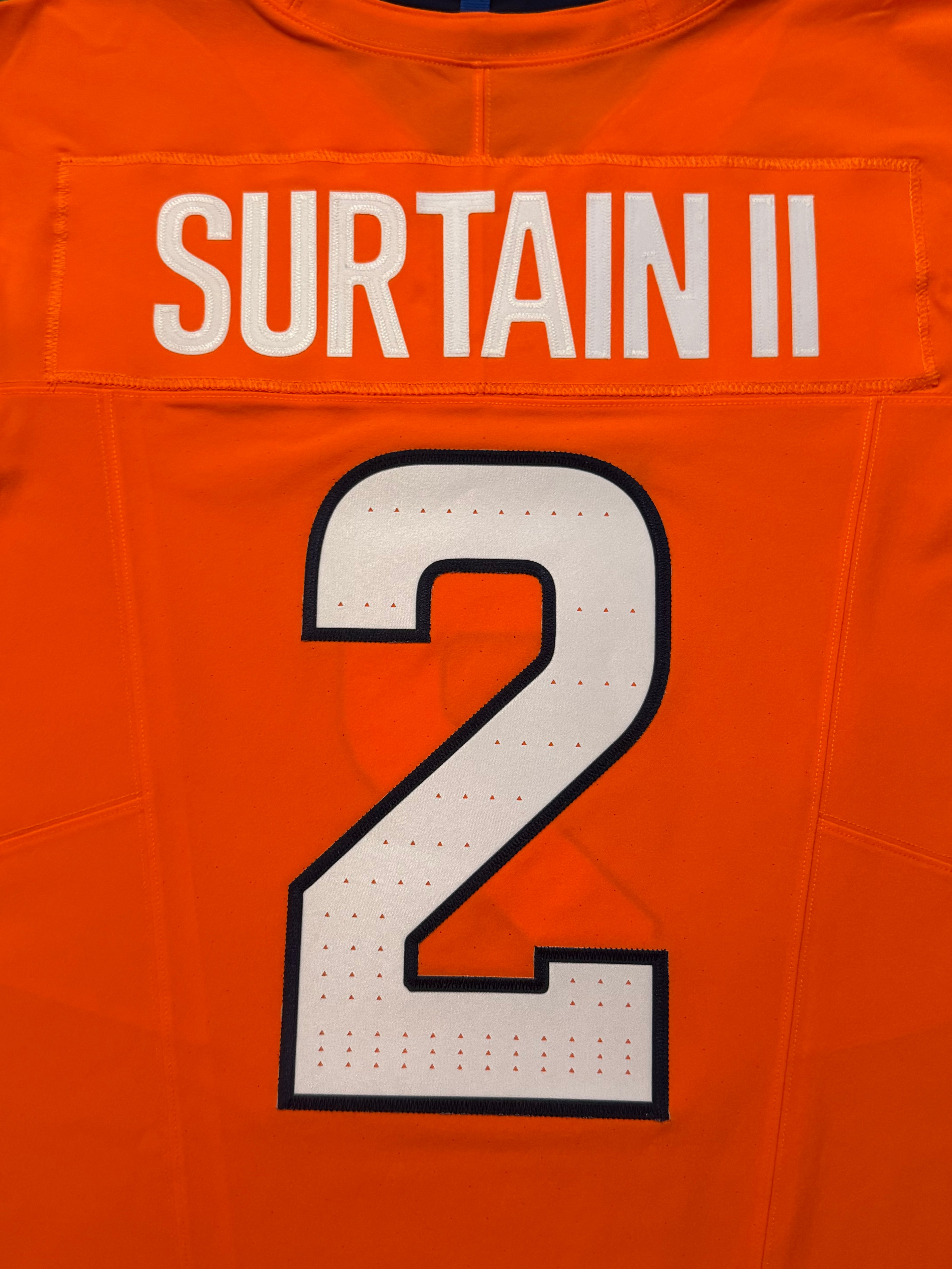 Pat Surtain II Denver Broncos Jersey #2 Nike Vapor Fuse Elite Orange Size 44 (L) NFL