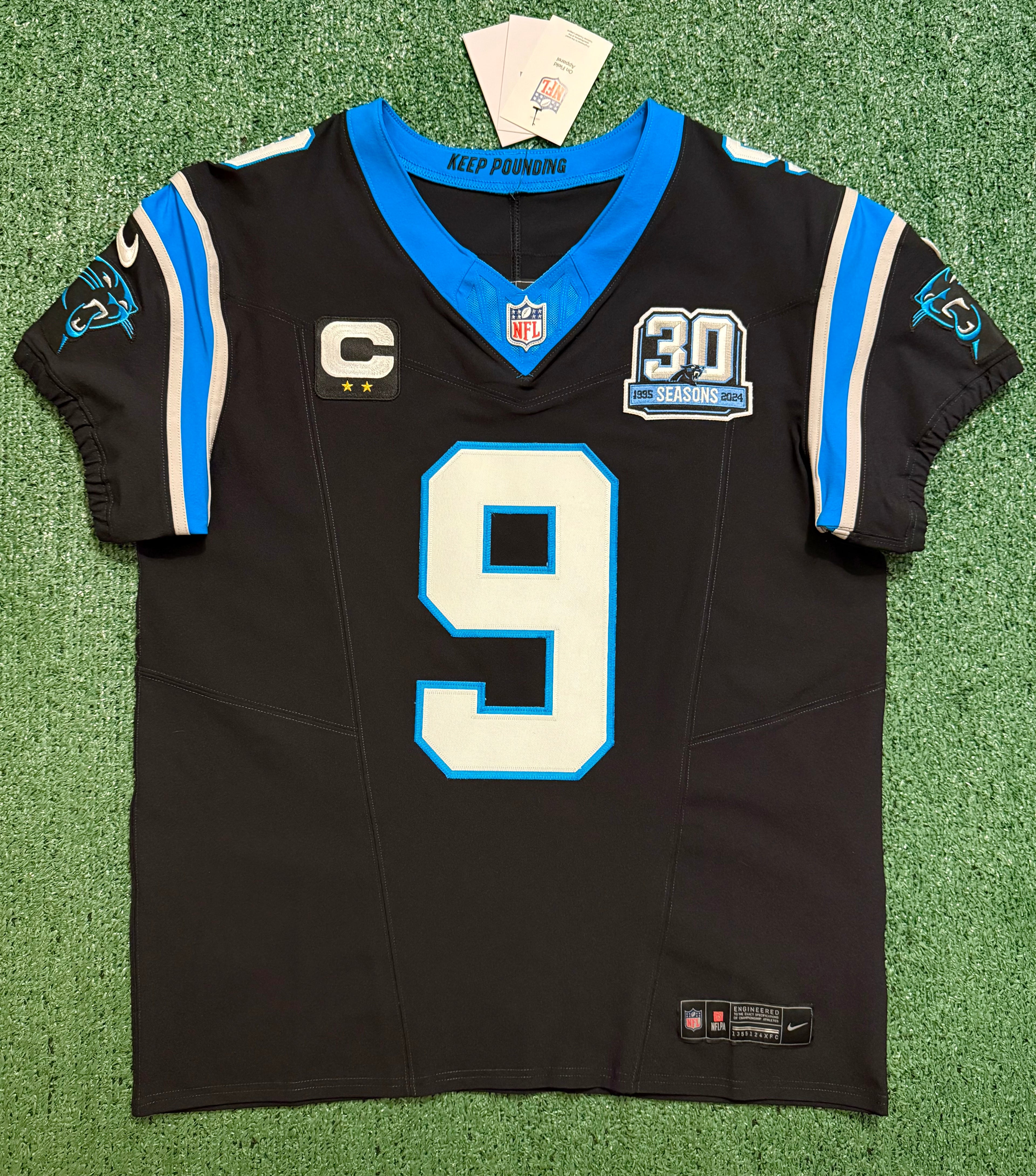 Bryce Young Carolina Panthers Jersey #9 Nike Vapor FUSE Elite Black Size 44 (Large) NFL