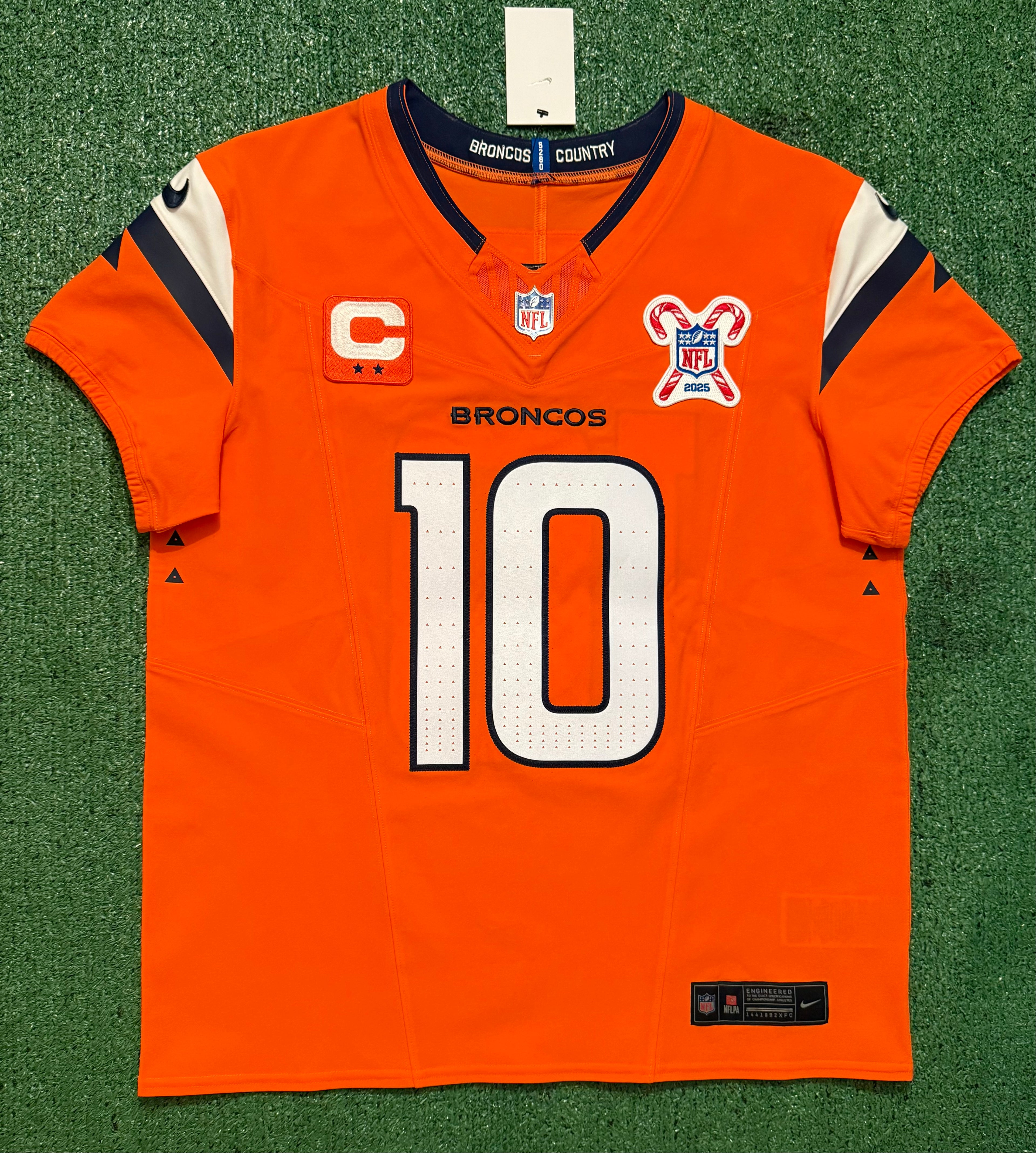 Bo Nix Denver Broncos Jersey #10 Nike Vapor Fuse Elite Orange Size 44 (L) NFL
