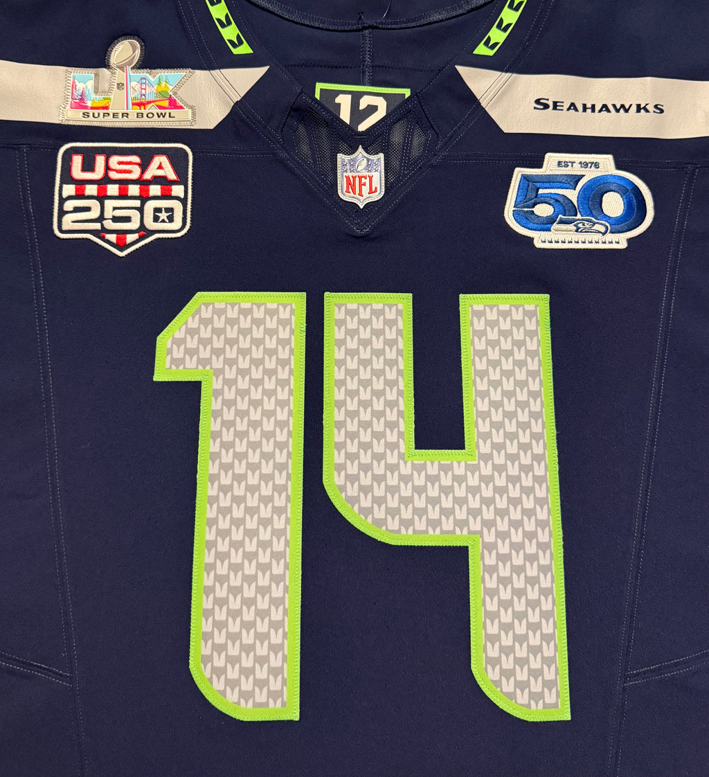 Sam Darnold Seattle Seahawks Jersey #14 Nike Vapor FUSE Elite Navy Size 48 (XL) NFL