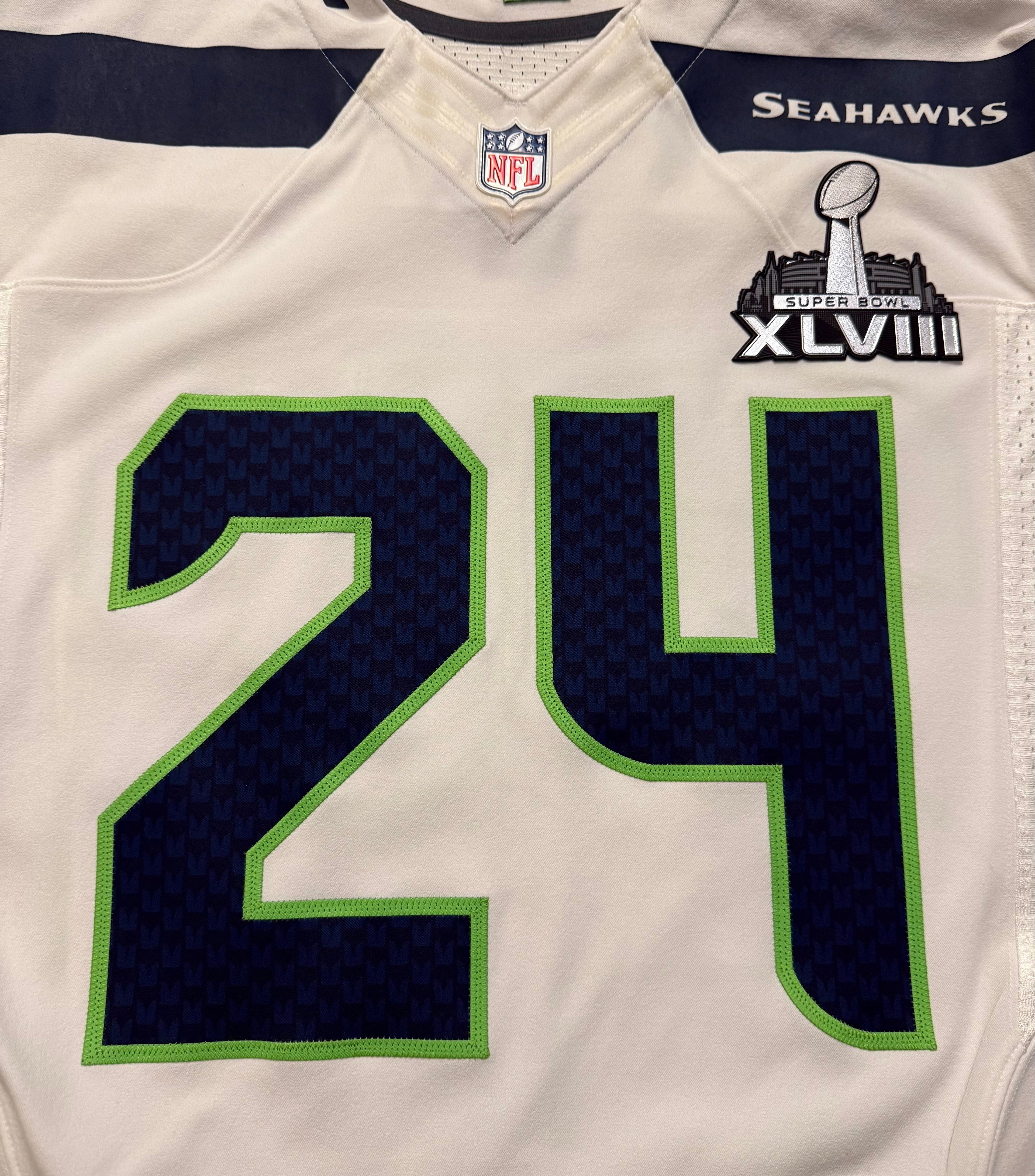 Marshawn Lynch Seattle Seahawks 
Jersey #24 Nike Elite white Size 44 (Large) NFL