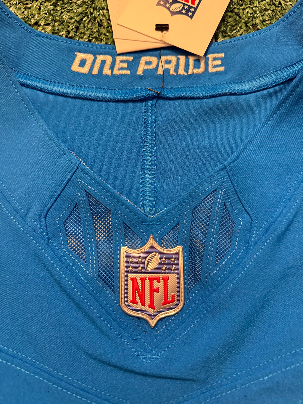 Jahmyr Gibbs Detroit Lions Jersey #0 Nike Vapor FUSE Elite Blue Size 44 (Large) NFL