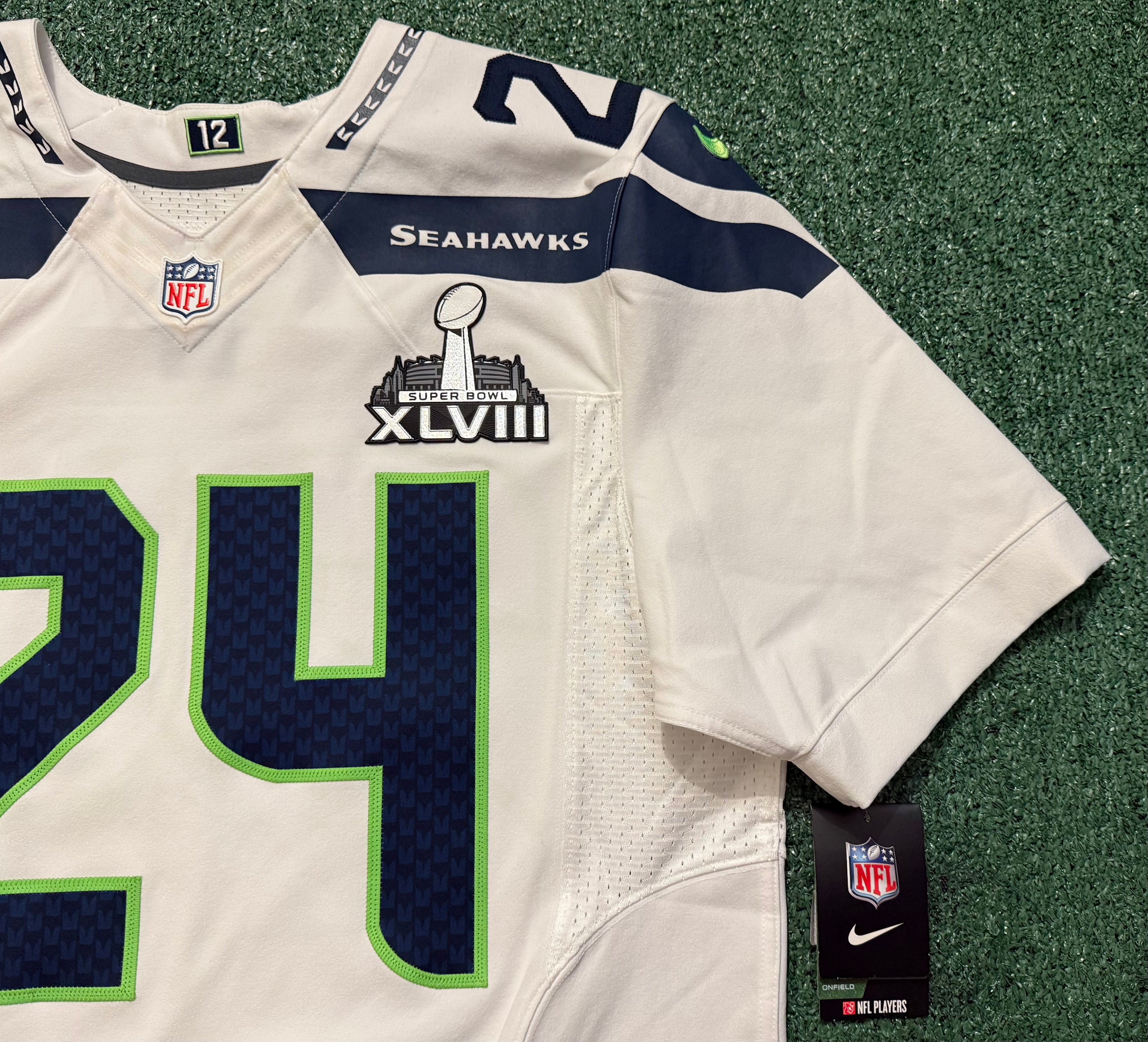 Marshawn Lynch Seattle Seahawks 
Jersey #24 Nike Elite white Size 44 (Large) NFL