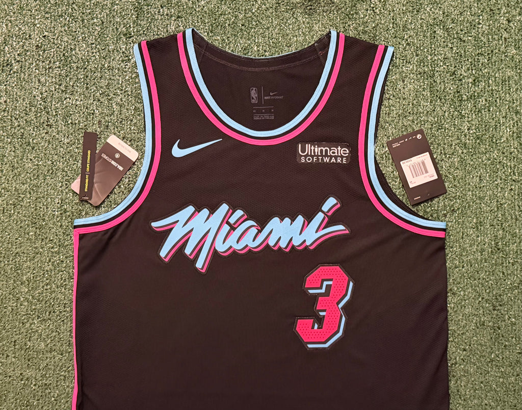 Dwayne Wade Miami Heat Jersey #3 Nike Vaporknit Authentic Black Size 44 (Medium) NBA