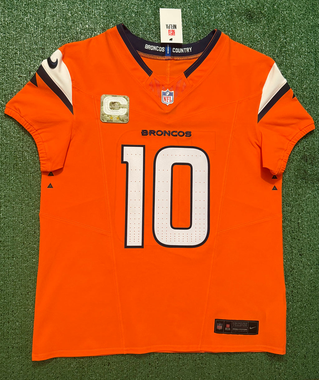 Bo Nix Denver Broncos Jersey #10 Nike Vapor Fuse Elite Orange Size 44 (L) NFL