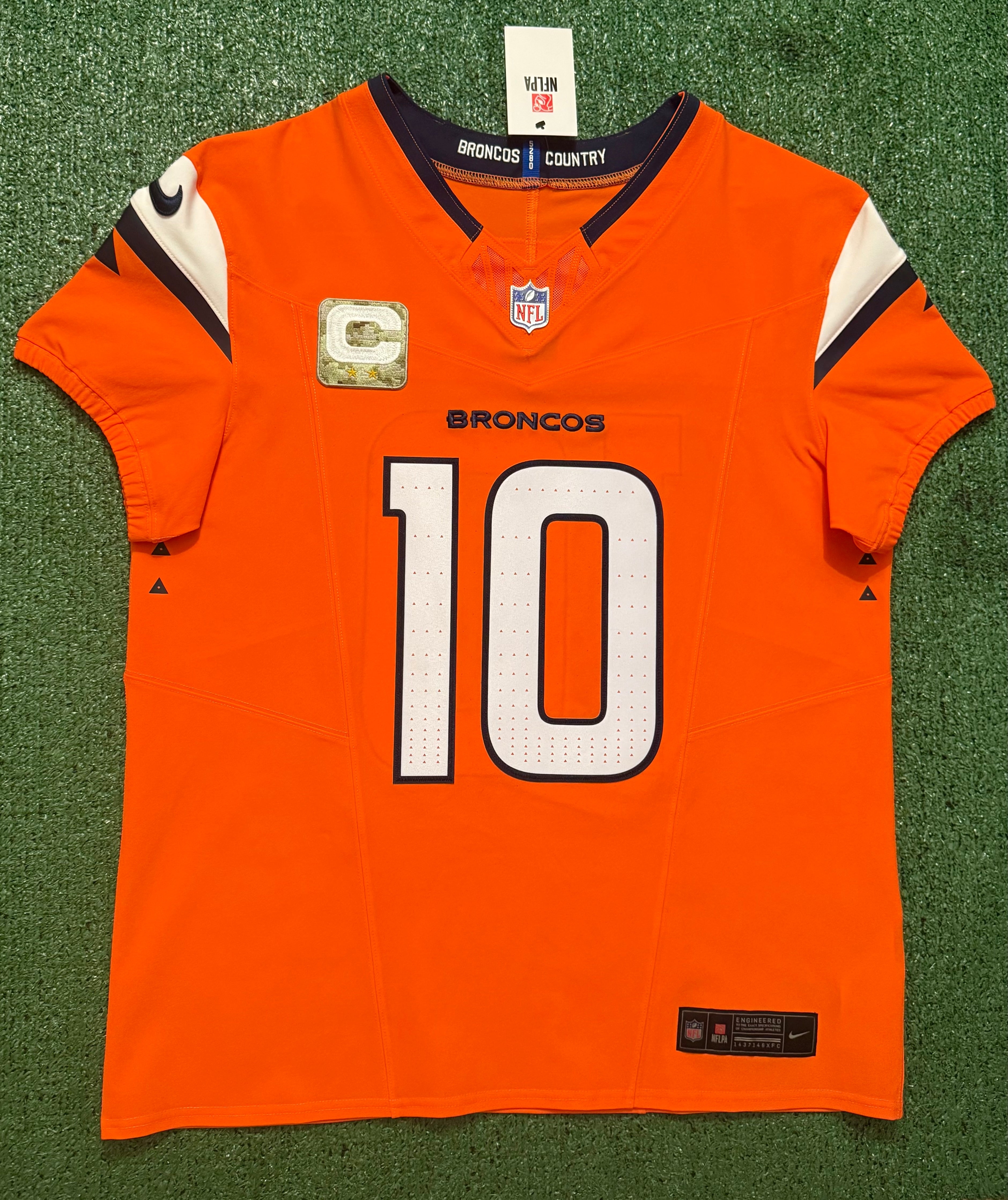 Bo Nix Denver Broncos Jersey #10 Nike Vapor Fuse Elite Orange Size 44 (L) NFL