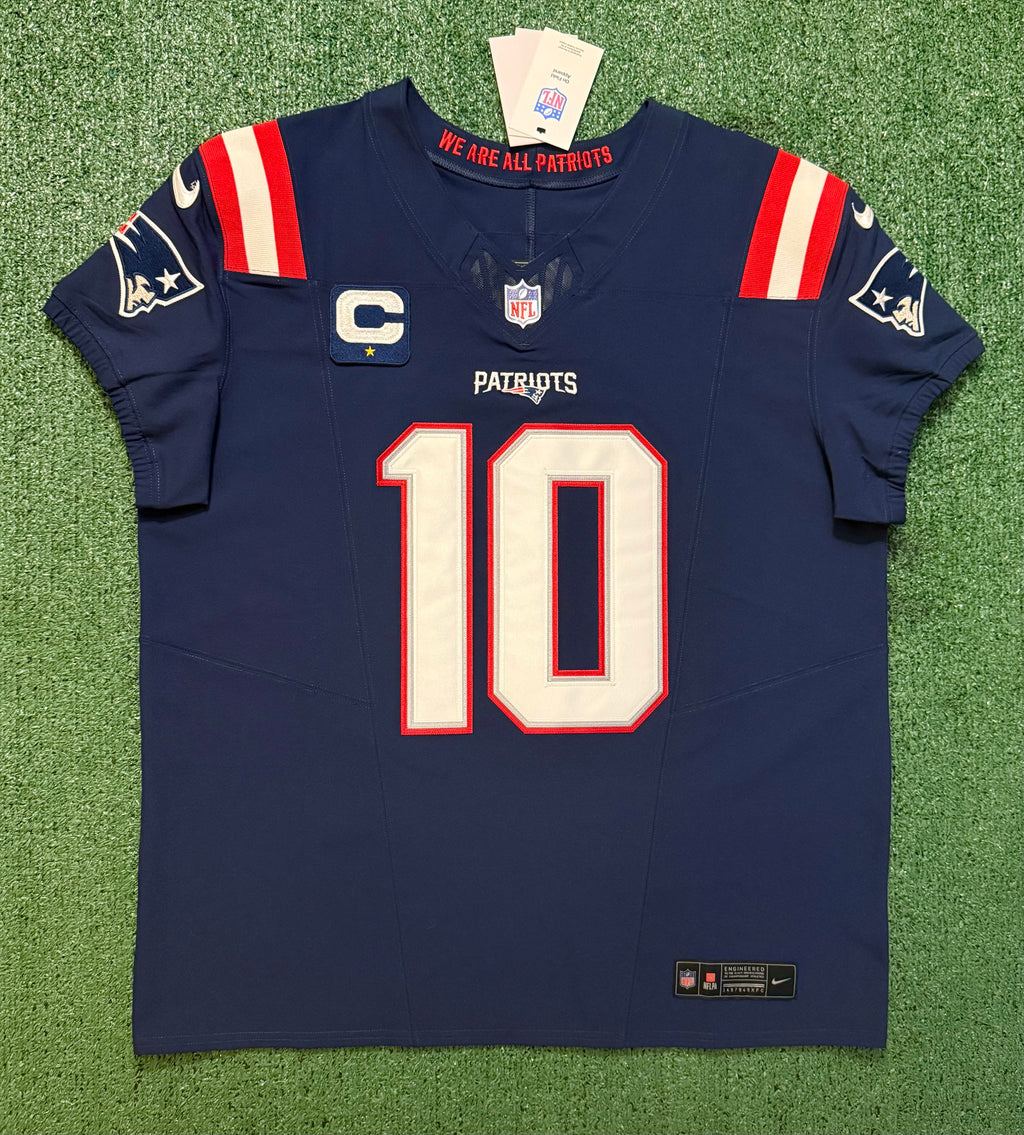 Drake Maye New England Patriots Jersey #10 Nike Vapor Fuse Elite Blue Size 48 (XL) NFL