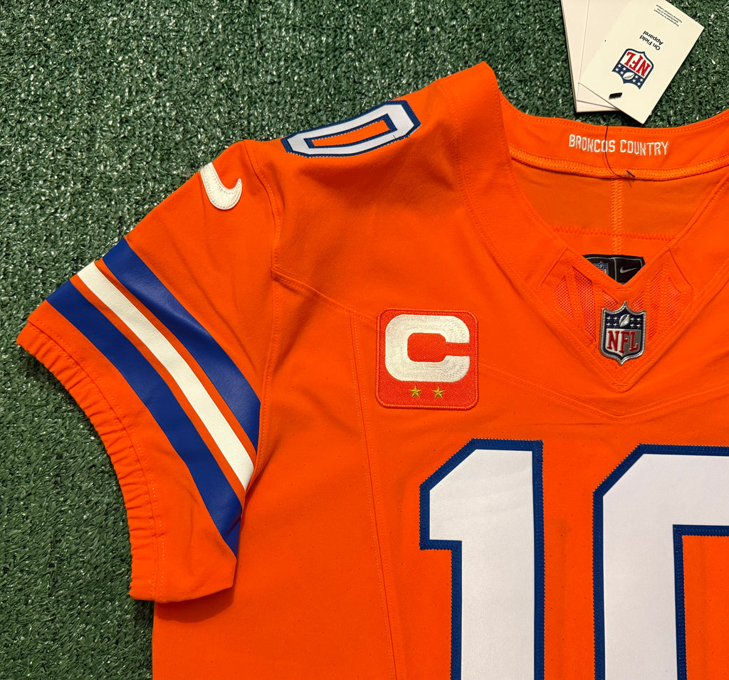 Bo Nix Denver Broncos Jersey #10 Nike Vapor Fuse Elite Orange Size 44 (L) NFL