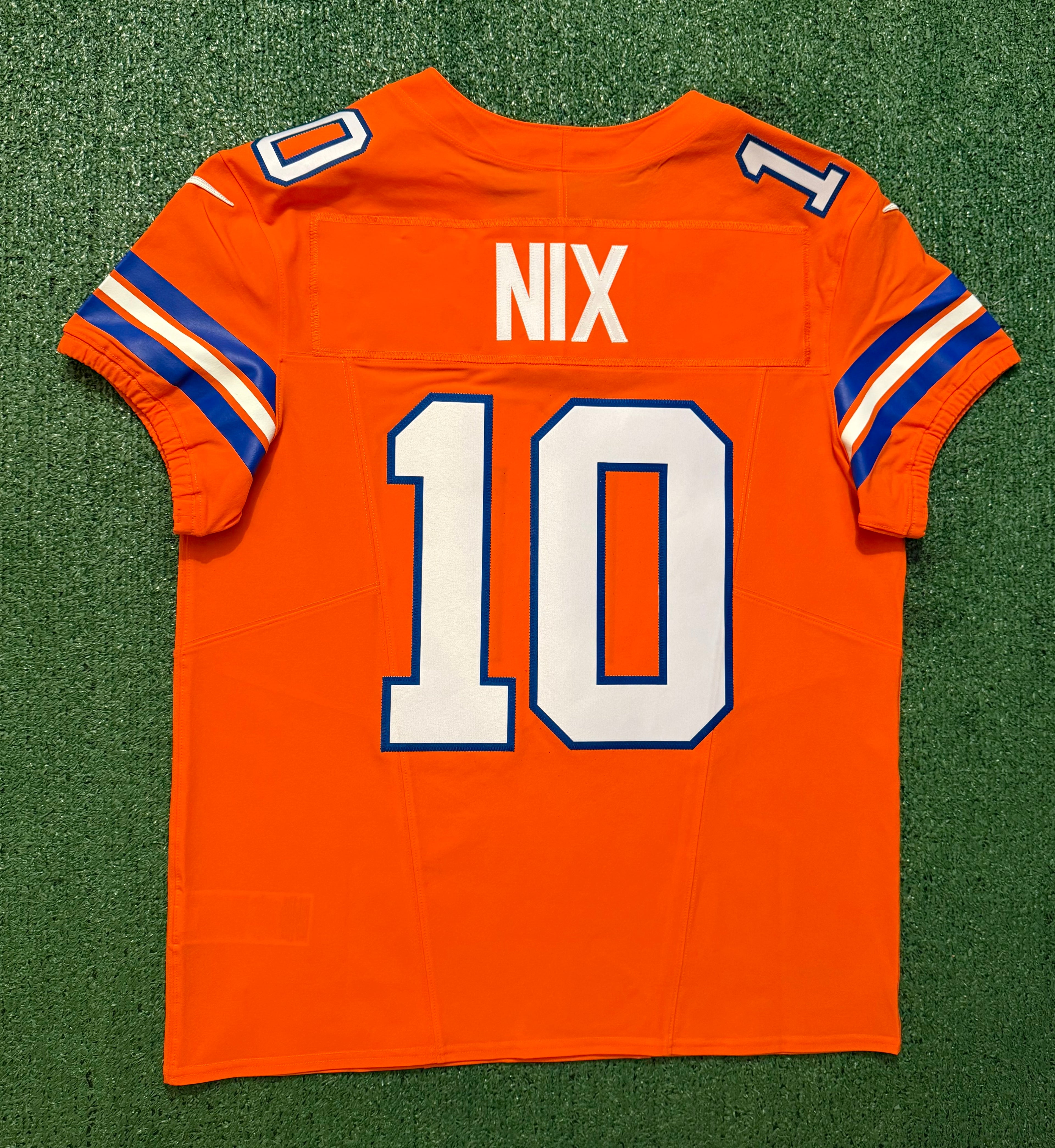 Bo Nix Denver Broncos Jersey #10 Nike Vapor Fuse Elite Orange Size 44 (L) NFL