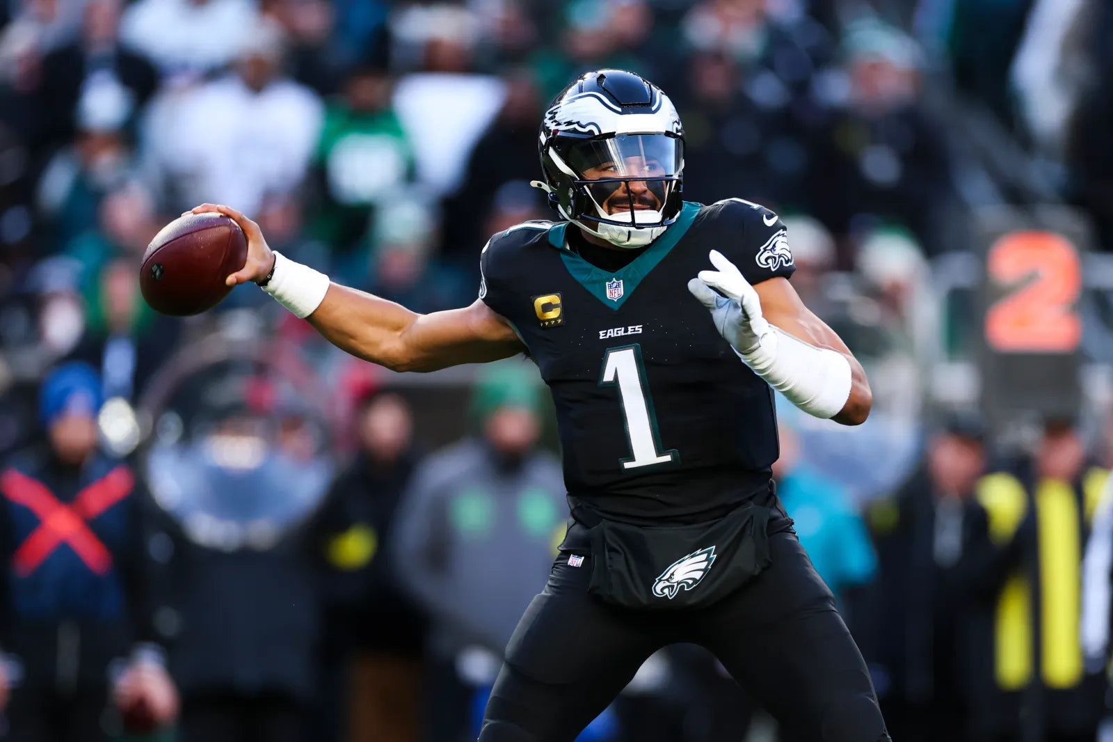 Jalen Hurts Philadelphia Eagles Jersey #1 Nike Vapor FUSE Elite Black size 44 (Large) NFL
