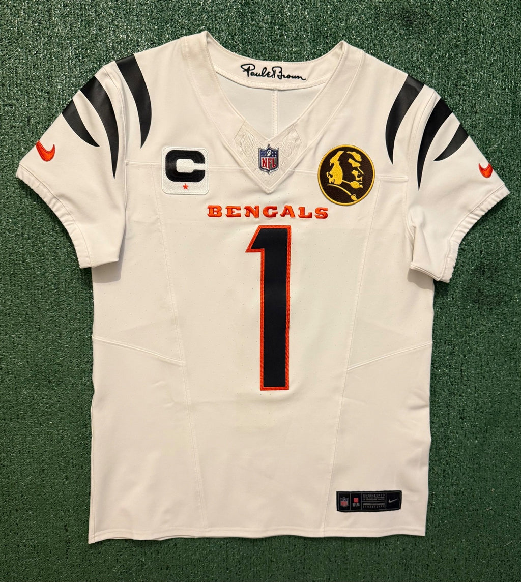Ja'Marr Chase Cincinnati Bengals Jersey #1 Nike Vapor Fuse Elite White Size 40 (M) NFL
