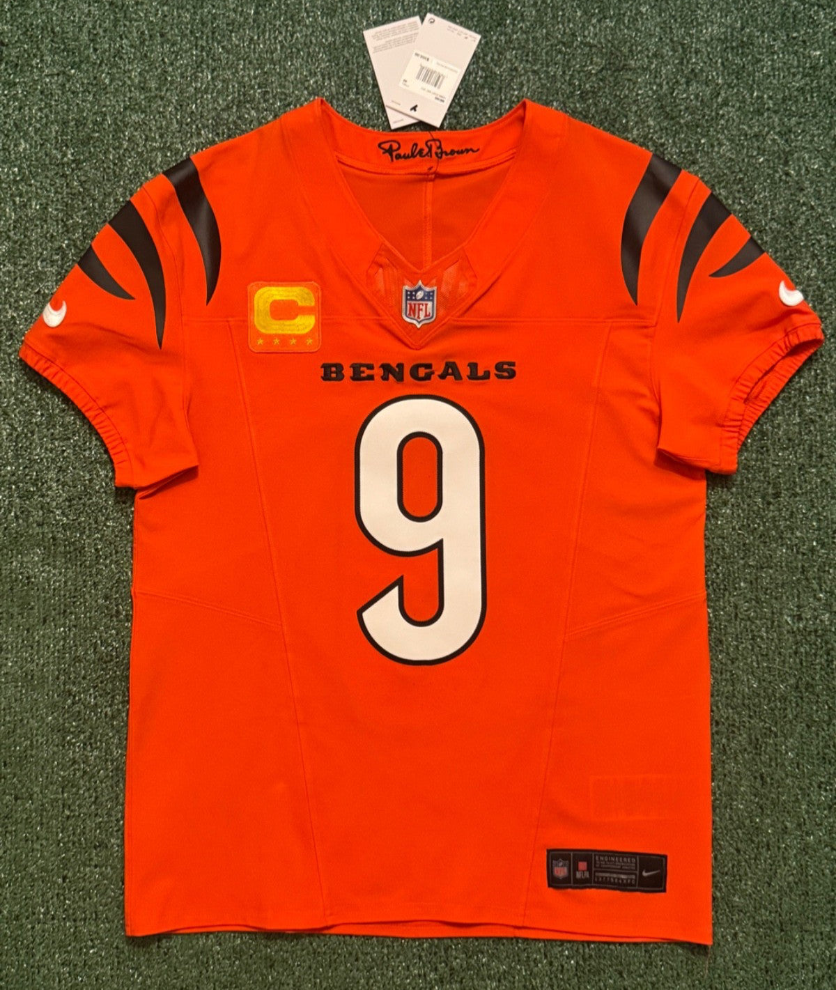Joe Burrow Cincinnati Bengals Jersey #9 Nike Vapor FUSE Elite Orange Size 40 (M) NFL