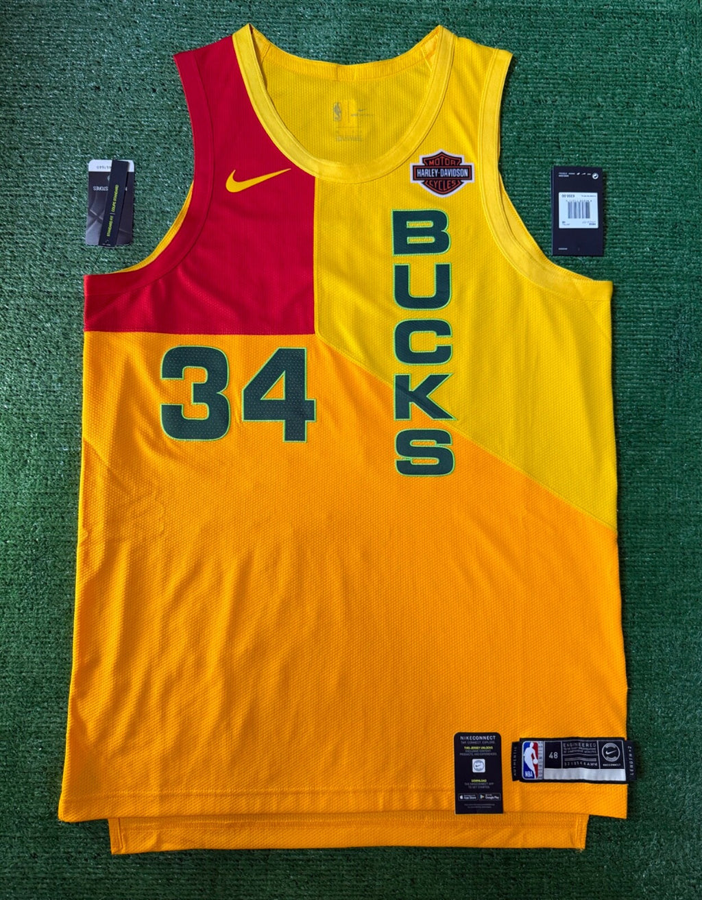 Giannis Antetokounmpo Milwaukee Bucks Jersey Nike VaporKnit Authentic Yellow Size 48 (Large) NBA