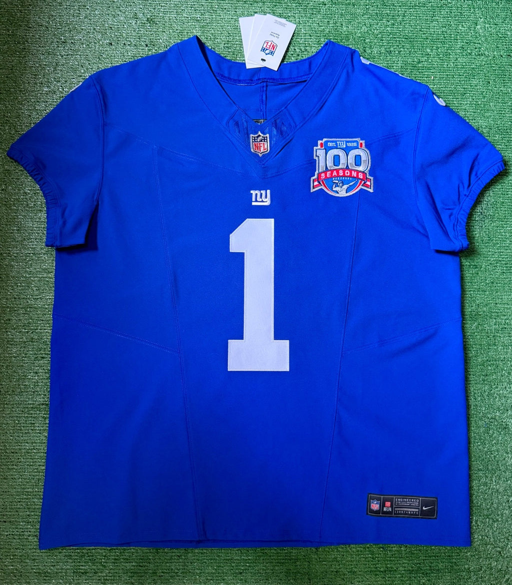 Malik Nabers New York Giants Jersey #1 Nike Vapor FUSE Elite Blue Size 48 (XL) NFL