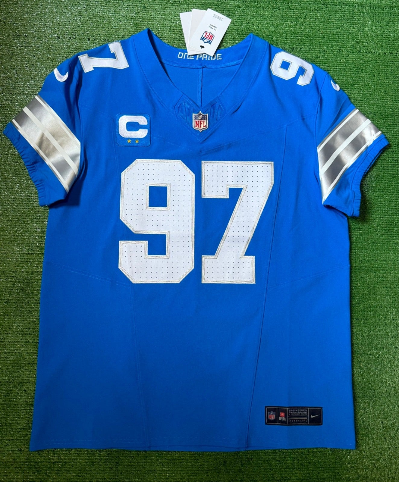 Aidan Hutchinson Detroit Lions Jersey #97 Nike Vapor FUSE Elite Blue size 44 (Large) NFL