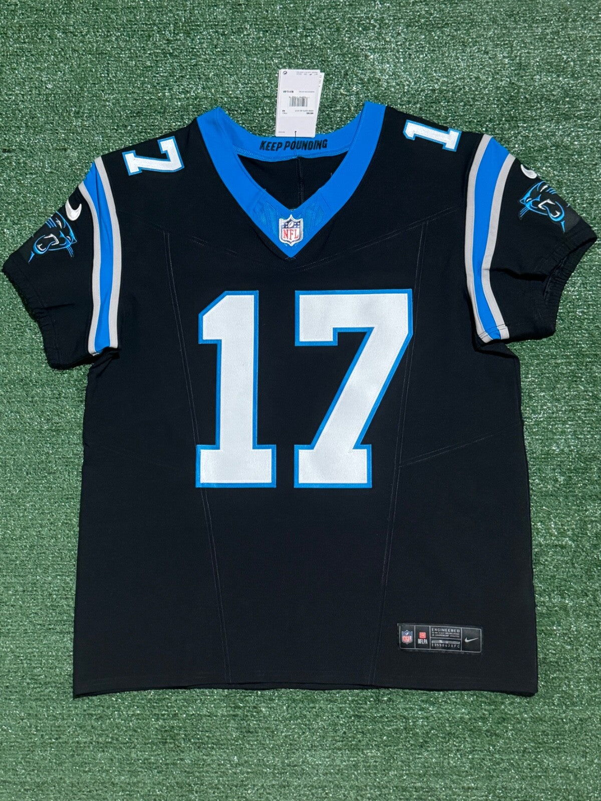 Xavier Legette Carolina Panthers Jersey #17 Nike Vapor FUSE Elite Black Size 44 (Large) NFL