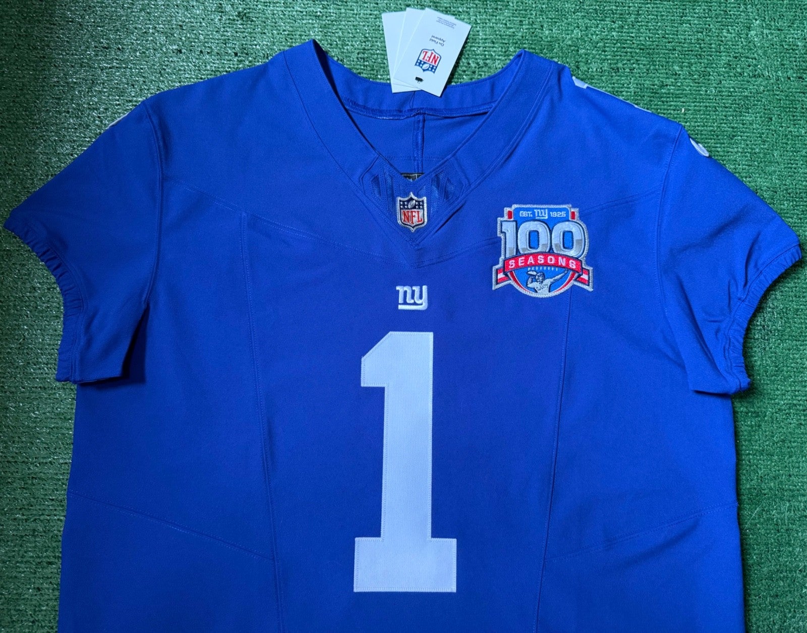 Malik Nabers New York Giants Jersey #1 Nike Vapor FUSE Elite Blue Size 48 (XL) NFL