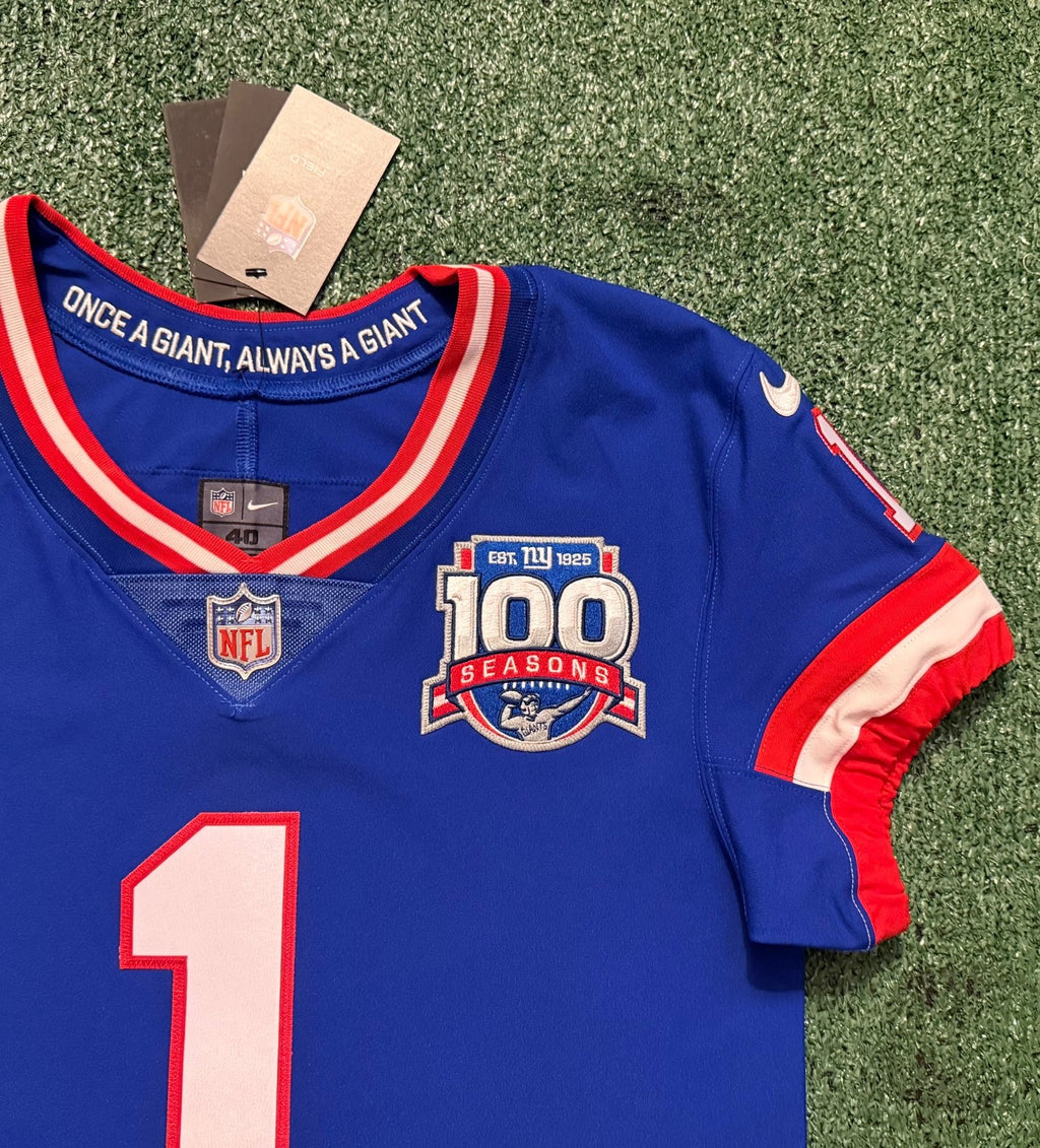 Malik Nabers New York Giants Jersey #1 Nike Vapor Elite Blue Size 40 (Medium) NFL