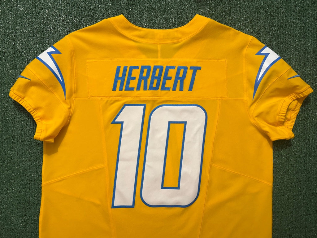 Justin Herbert Los Angeles Chargers Jersey #10 Nike Vapor Fuse Elite Gold Size 48 (XL) NFL