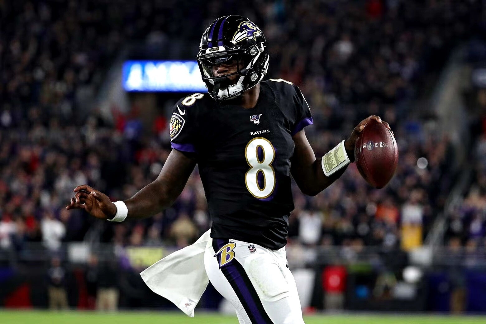 Lamar Jackson Baltimore Ravens Jersey #8 Nike Vapor Elite Black Size 48 (XL) NFL