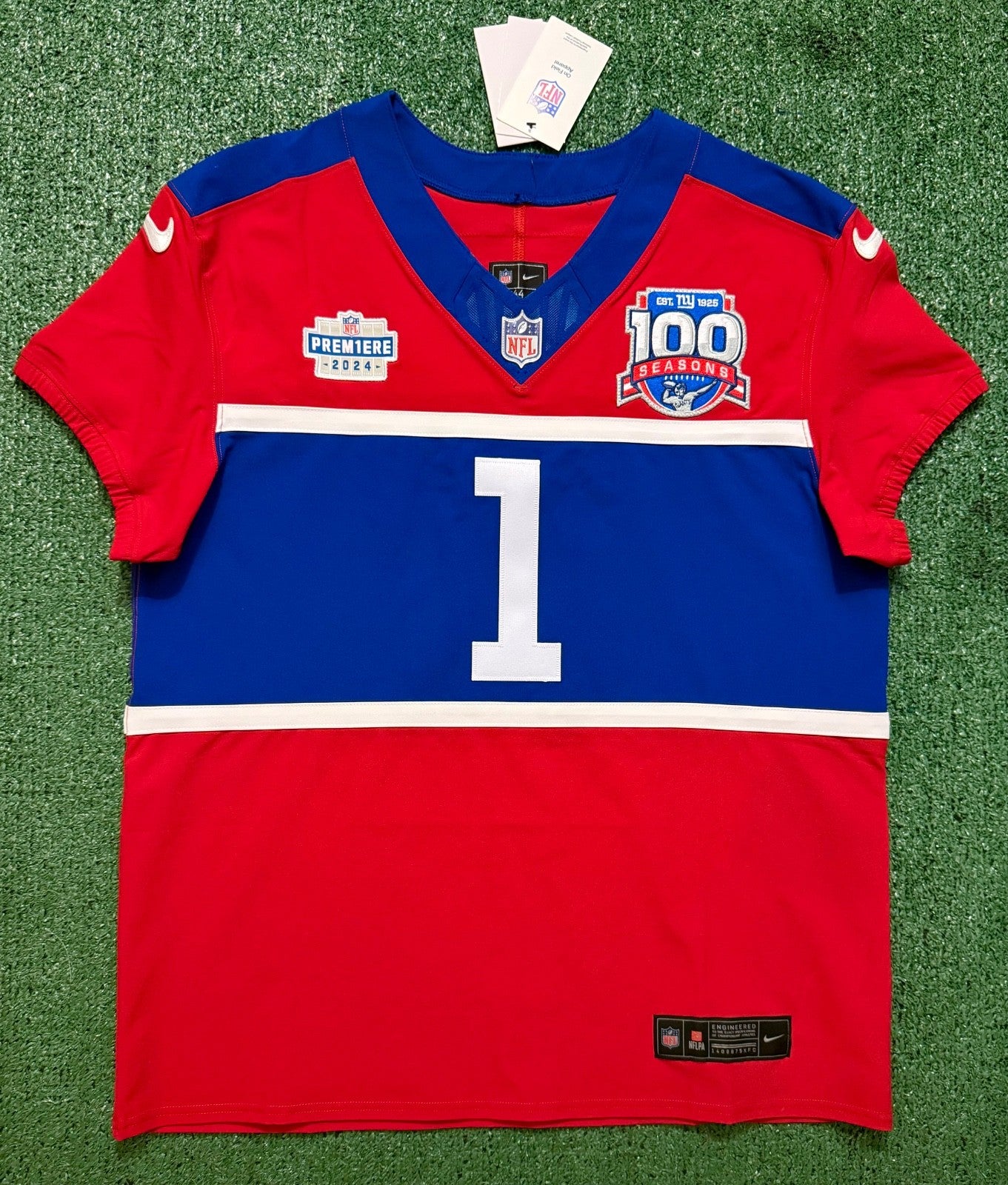 Malik Nabers New York Giants Jersey #1 Nike Vapor FUSE Elite red Size 44 (Large) NFL