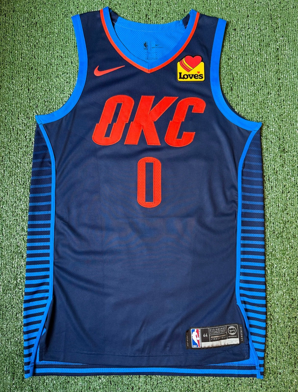 Russell Westbrook Oklahoma City Thunder Jersey #0 Nike Aeroswift Authentic Blue Size 44 (M) NBA