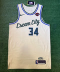 Giannis Antetokounmpo Milwaukee Bucks Jersey #34 Nike Vaporknit Authentic Cream Size 44 (Medium) NBA