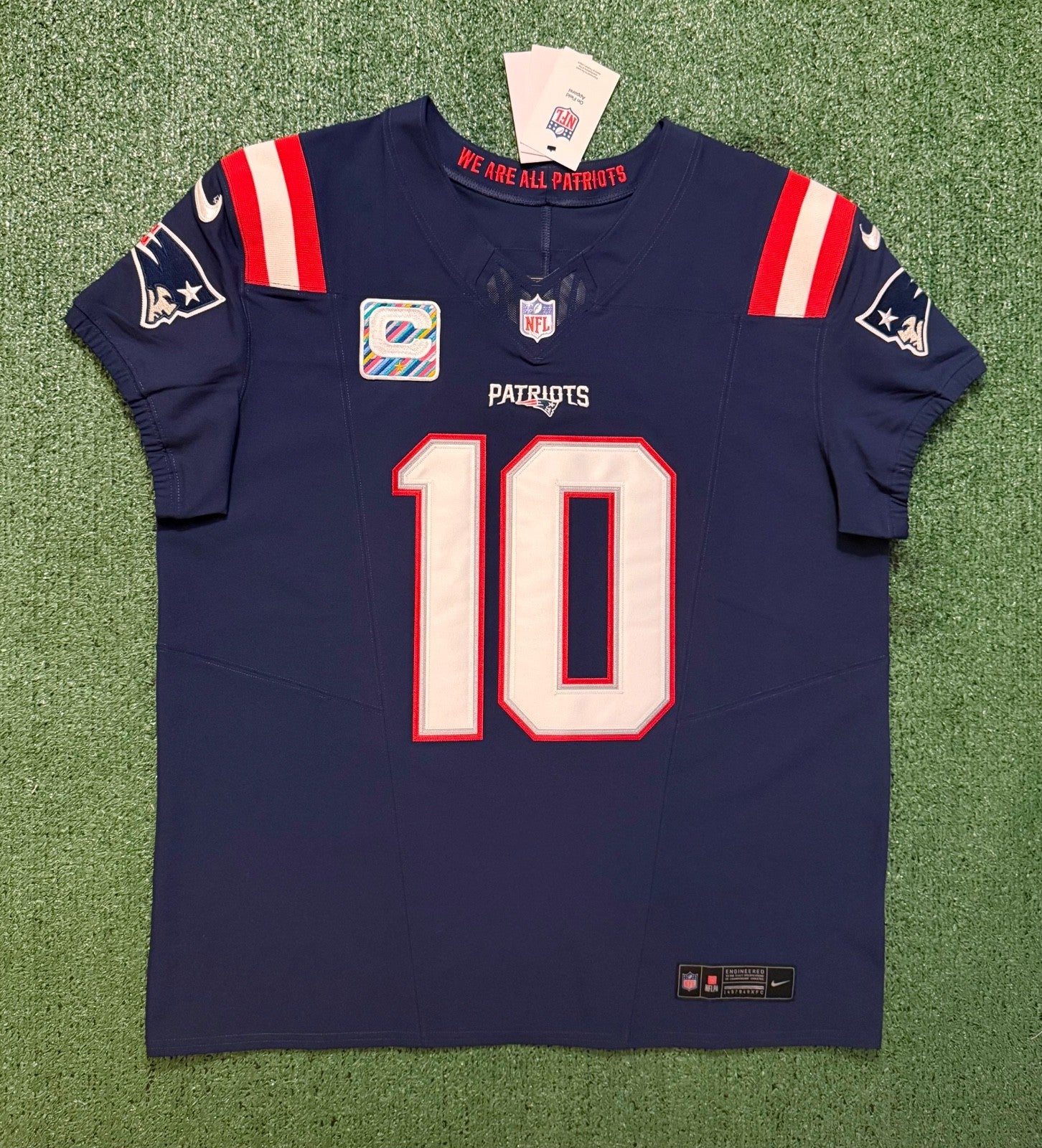 Drake Maye New England Patriots Jersey #10 Nike Vapor Fuse Elite Blue Size 48 (XL) NFL