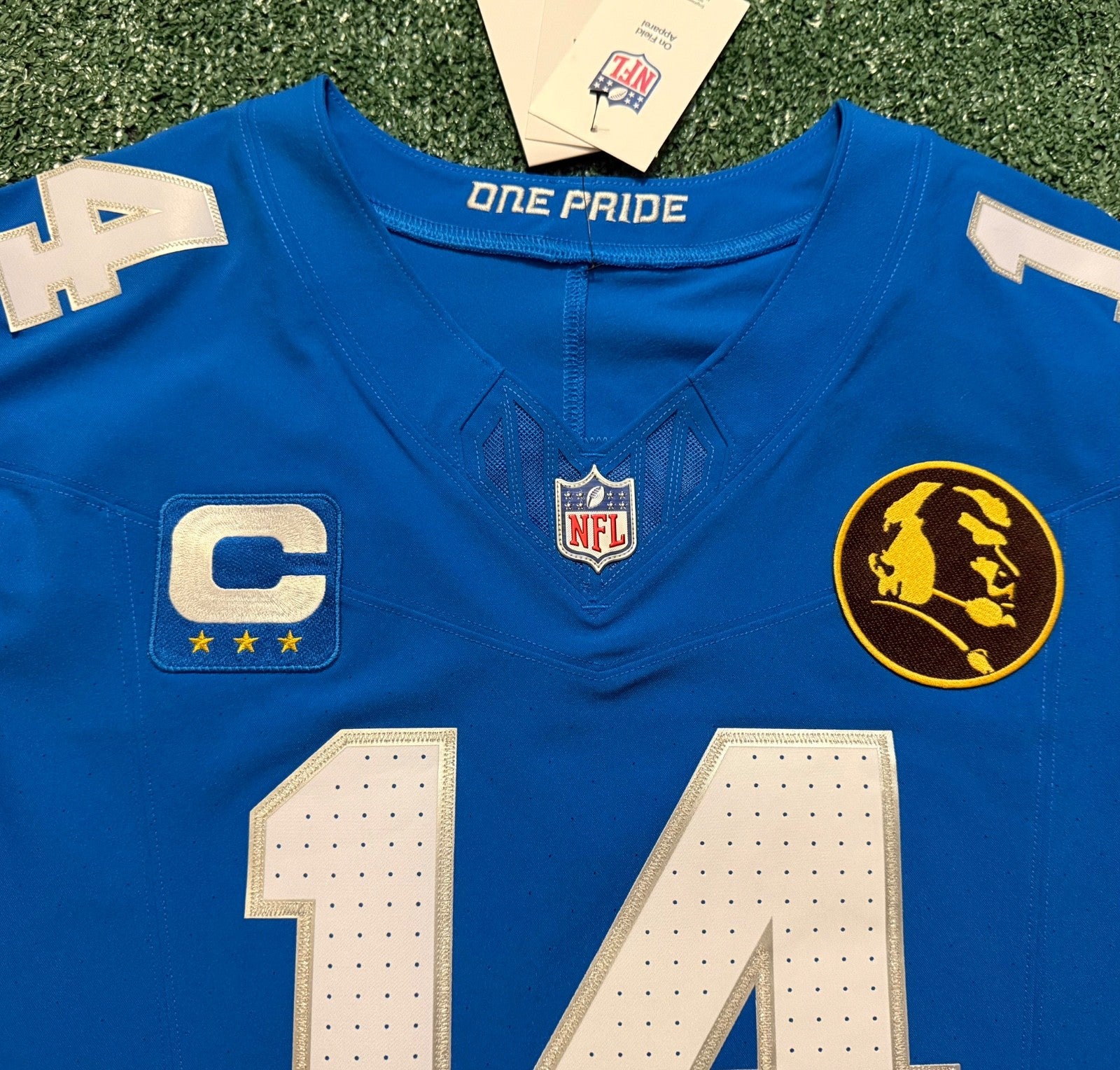Amon Ra St Brown Detroit Lions Jersey #14 Nike Vapor FUSE Elite Blue Size 44 (Large) NFL