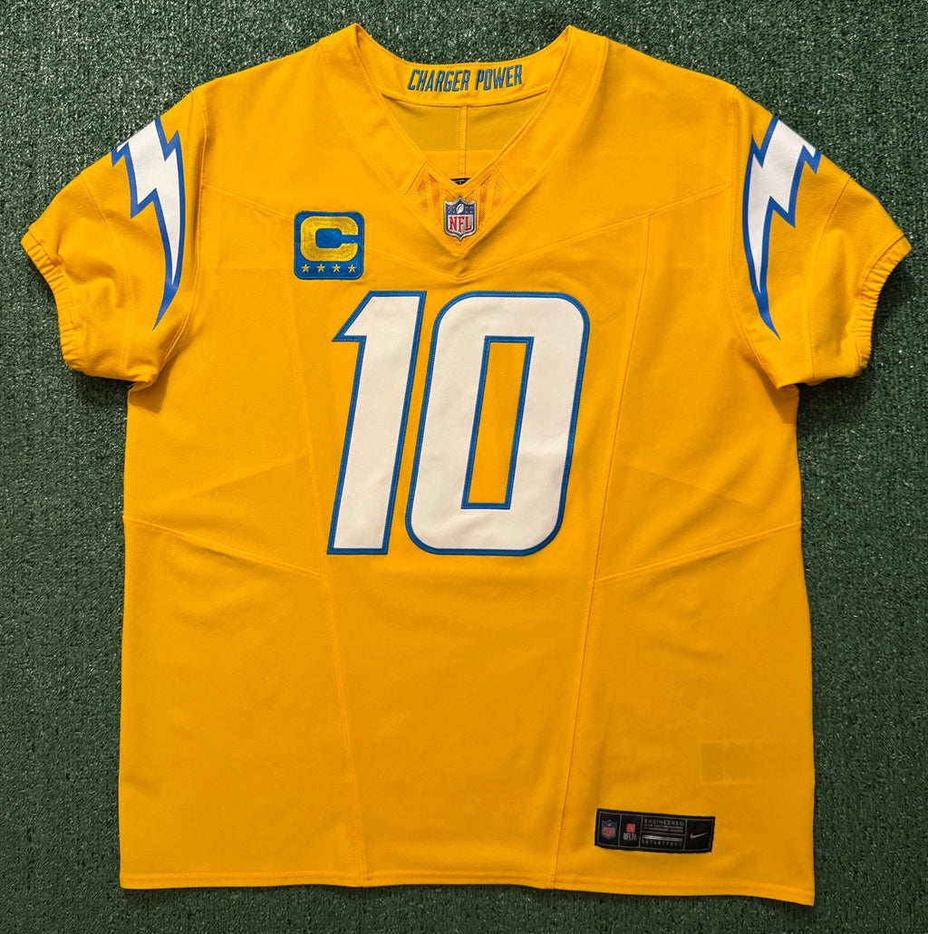 Justin Herbert Los Angeles Chargers Jersey #10 Nike Vapor Fuse Elite Gold Size 48 (XL) NFL