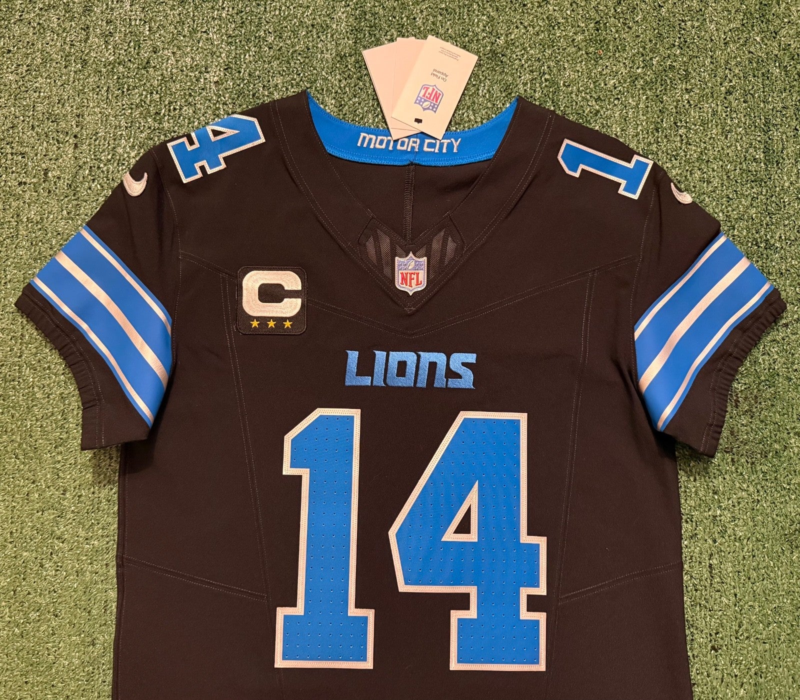 Amon Ra St Brown Detroit Lions Jersey #14 Nike Vapor FUSE Elite Black Size 40 (Medium) NFL