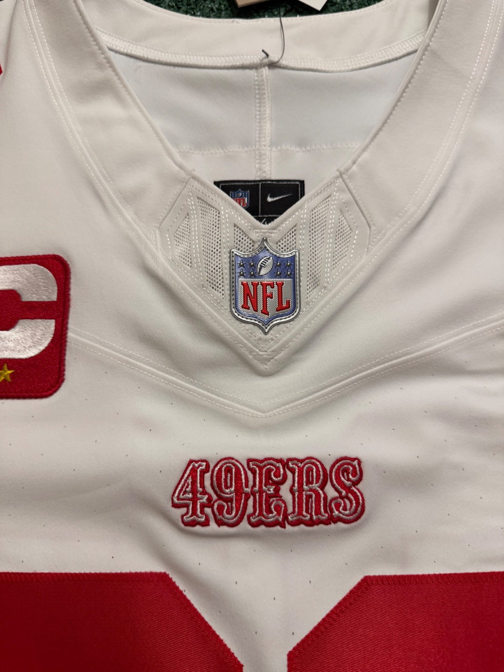 Christian McCaffrey San Francisco 49ers Jersey #23 Nike Vapor FUSE Elite White Size 44 (Large) NFL