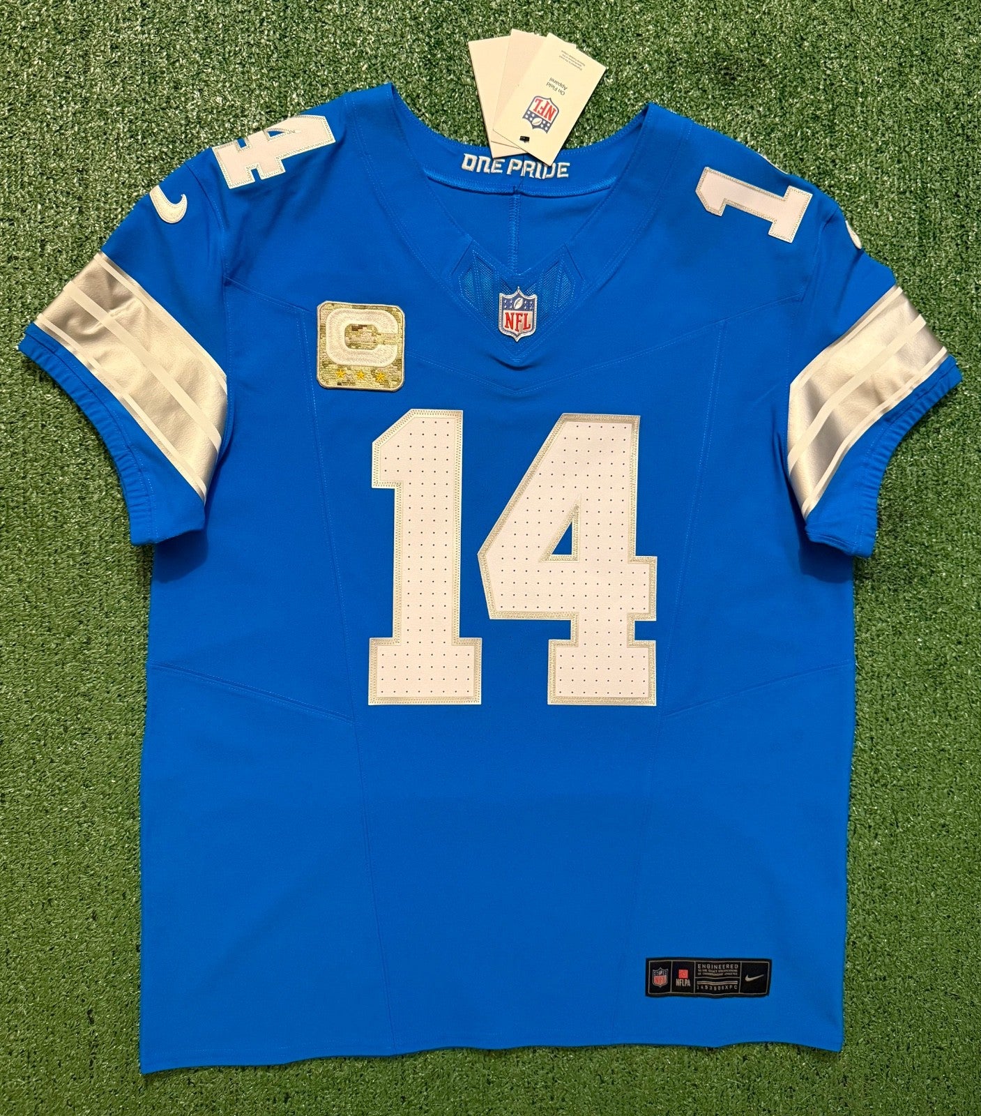 Amon Ra St Brown Detroit Lions Jersey #14 Nike Vapor FUSE Elite Blue Size 44 (Large) NFL