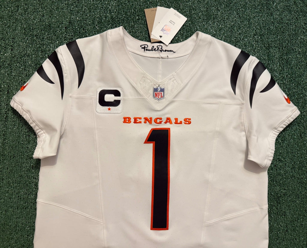 Ja'Marr Chase Cincinnati Bengals Jersey #1 Nike Vapor Fuse Elite White Size 44 (L) NFL