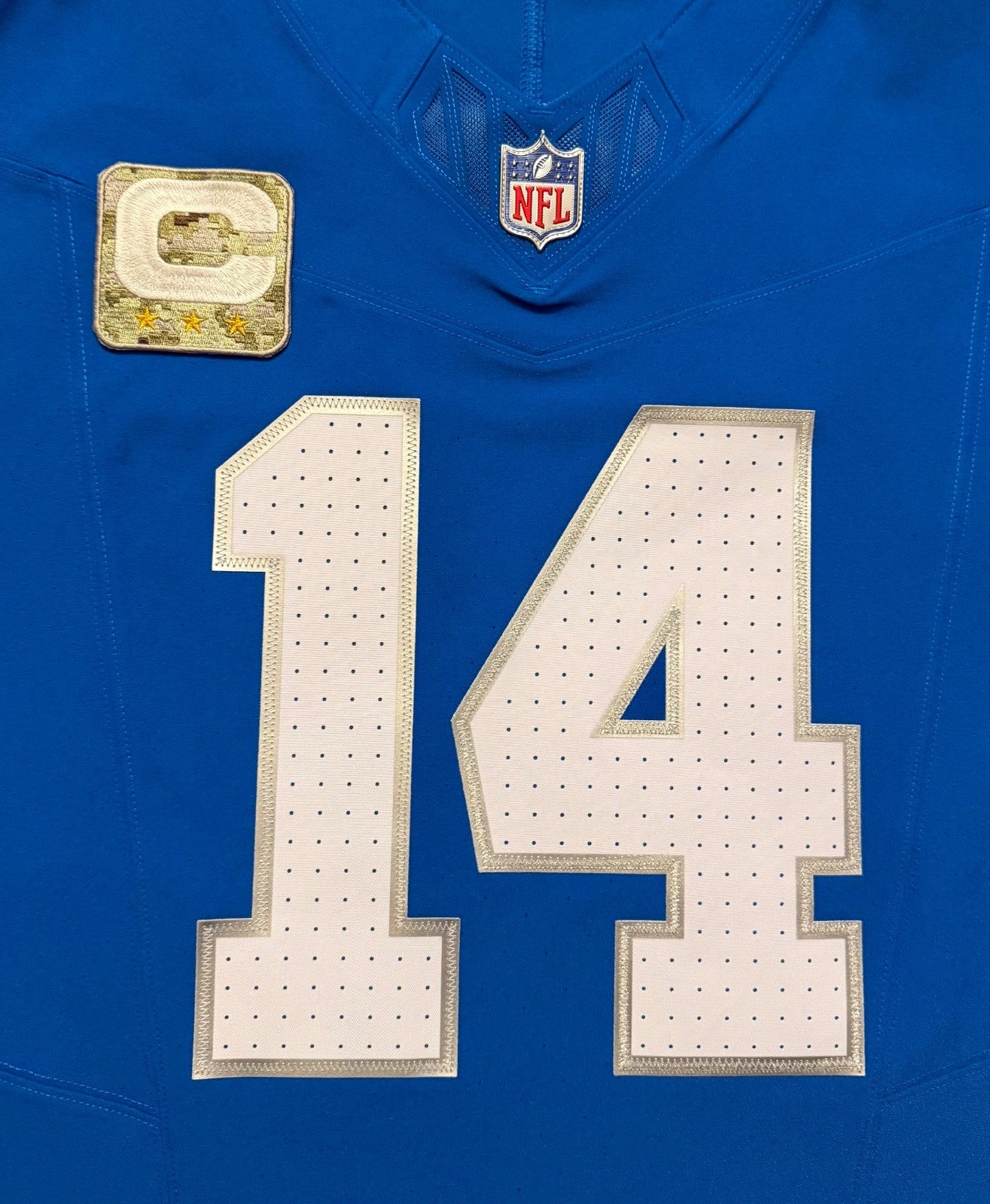 Amon Ra St Brown Detroit Lions Jersey #14 Nike Vapor FUSE Elite Blue Size 44 (Large) NFL