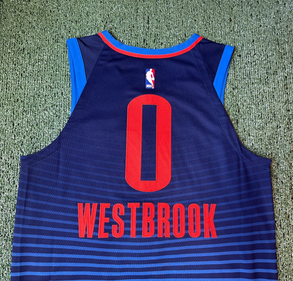 Russell Westbrook Oklahoma City Thunder Jersey #0 Nike Aeroswift Authentic Blue Size 44 (M) NBA