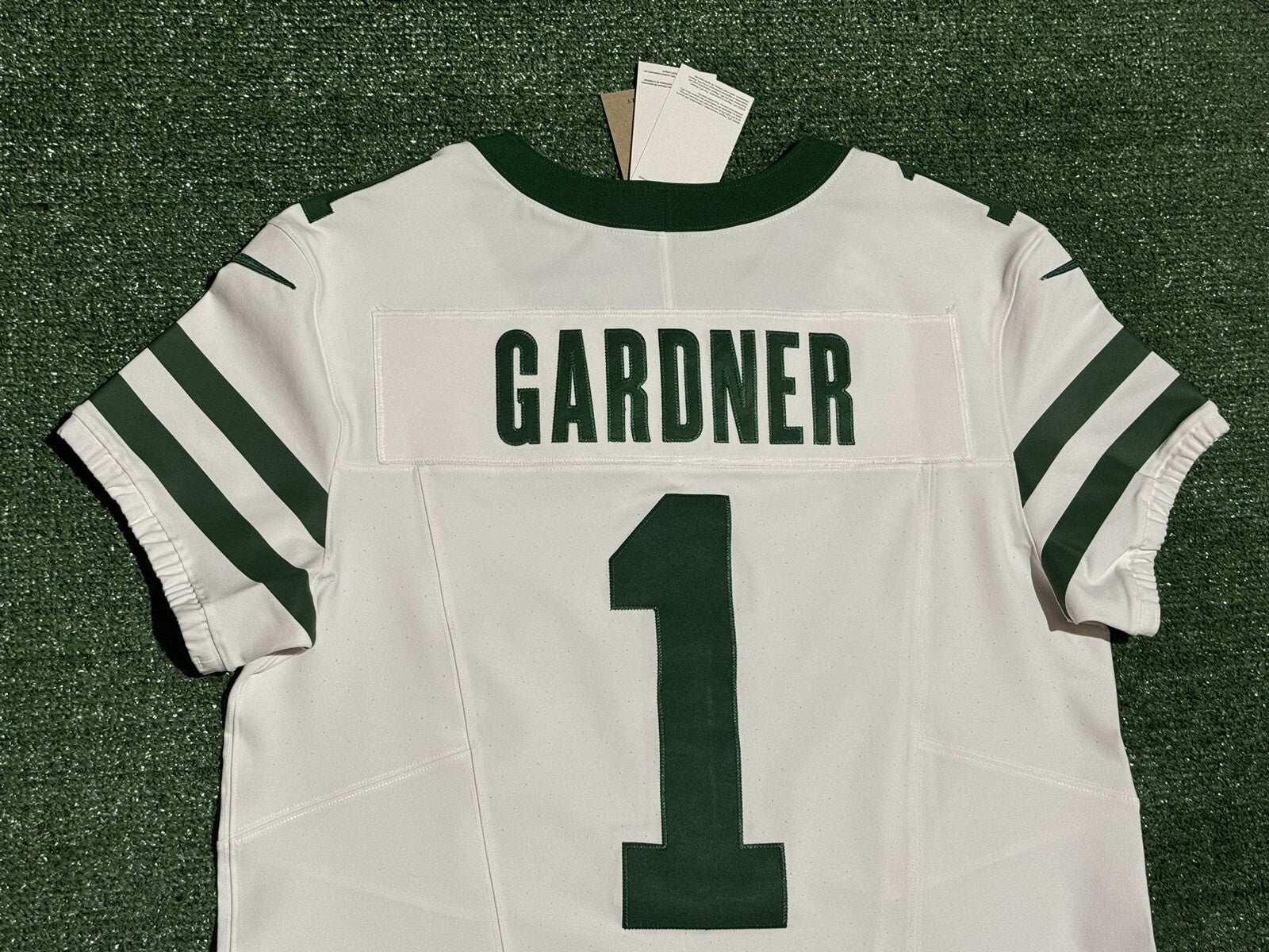 Sauce Gardner New York Jets Jersey #1 Nike Vapor Fuse Elite White Size 44 (L) NFL
