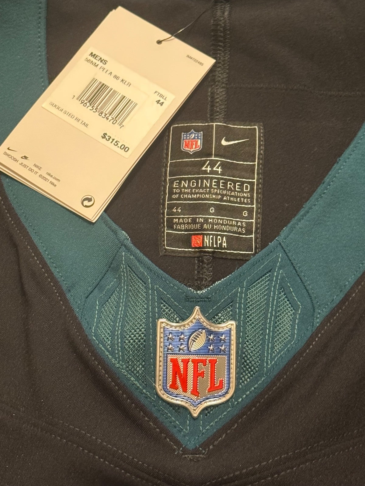 Jalen Hurts Philadelphia Eagles Jersey #1 Nike Vapor FUSE Elite Black size 44 (Large) NFL