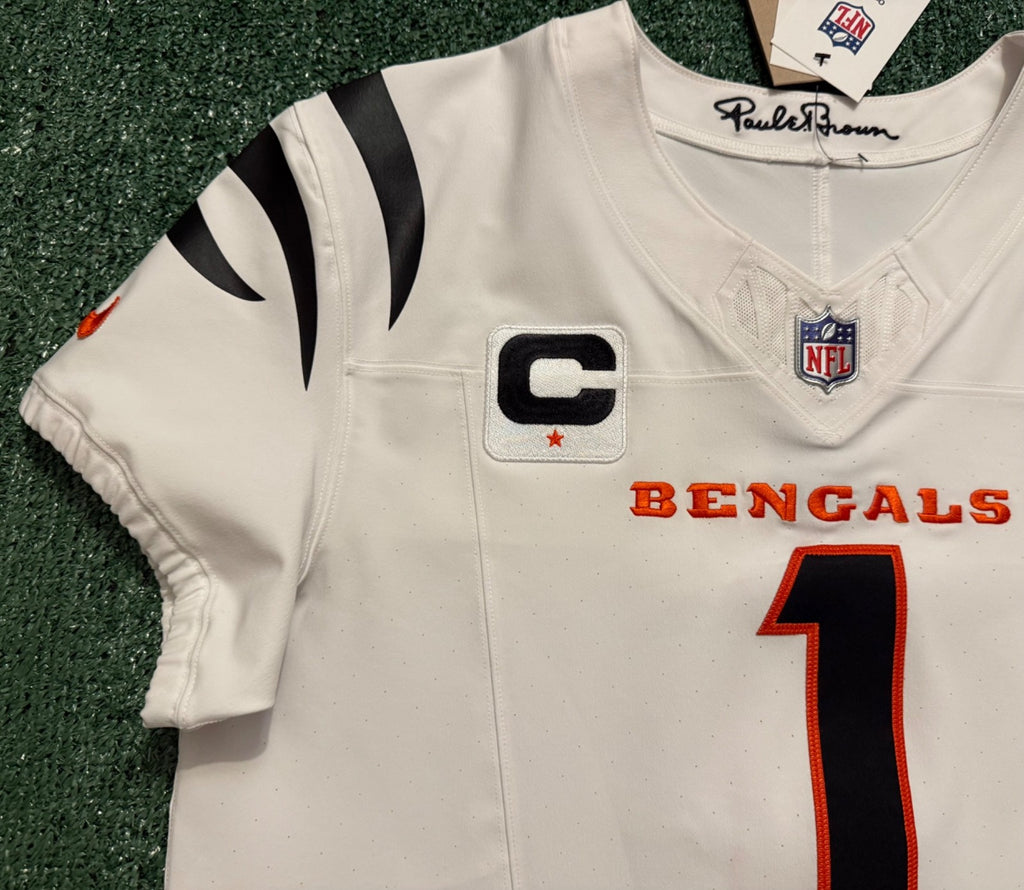 Ja'Marr Chase Cincinnati Bengals Jersey #1 Nike Vapor Fuse Elite White Size 44 (L) NFL