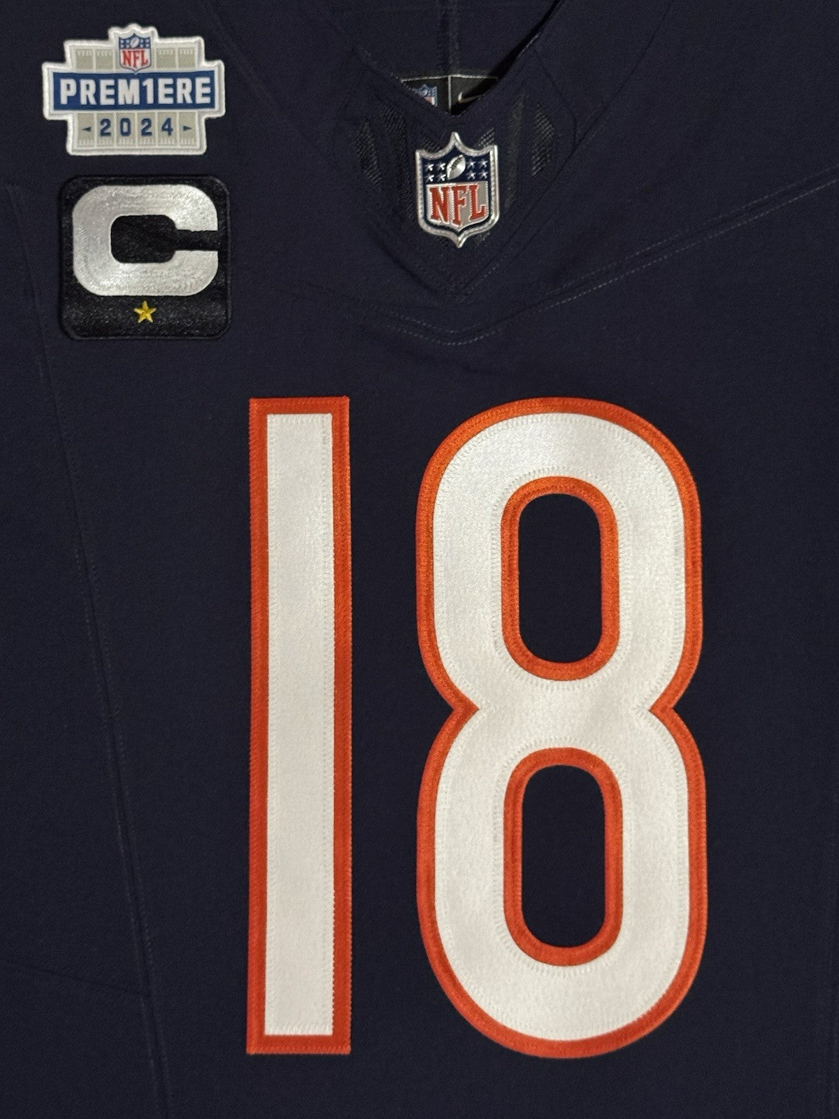 Caleb Williams Chicago Bears Jersey #18 Nike Vapor FUSE Elite Navy Size 48 (XL) NFL