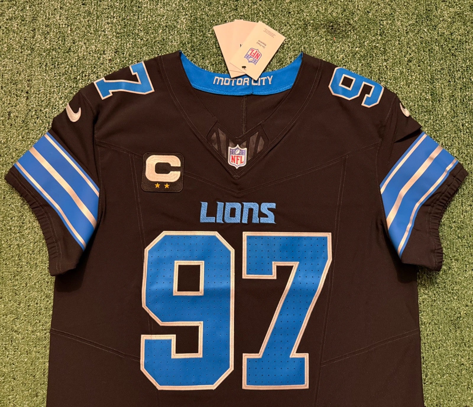 Aidan Hutchinson Detroit Lions Jersey #97 Nike Vapor FUSE Elite black size 44 (Large) NFL