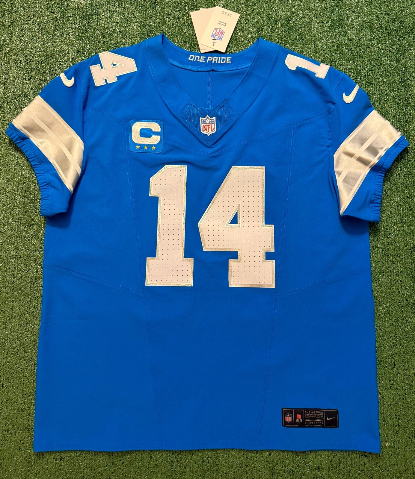 Amon Ra St Brown Detroit Lions Jersey #14 Nike Vapor FUSE Elite Blue Size 48 (XL) NFL