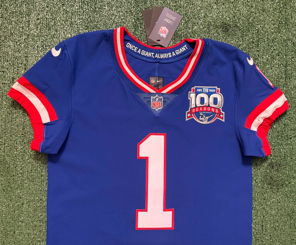 Malik Nabers New York Giants Jersey #1 Nike Vapor Elite Blue Size 40 (Medium) NFL