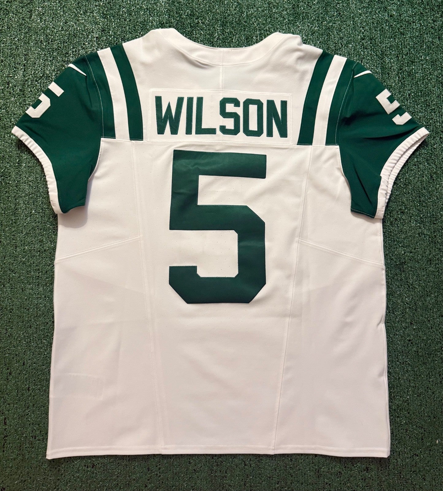 Garrett Wilson New York Jets Jersey #5 Nike Vapor Fuse Elite White Size 44 (L) NFL