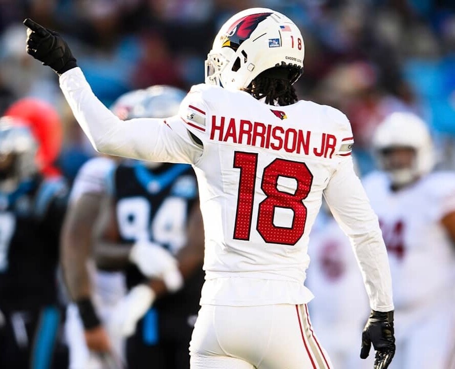 Marvin Harrison Jr Arizona Cardinals Jersey #18 Nike Vapor FUSE Elite White Size 44 (Large) NFL