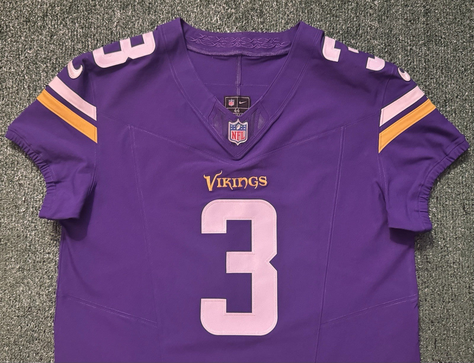Jordan Addison Minnesota Vikings Jersey #3 Nike Vapor FUSE Elite Purple Size 44 (Large) NFL
