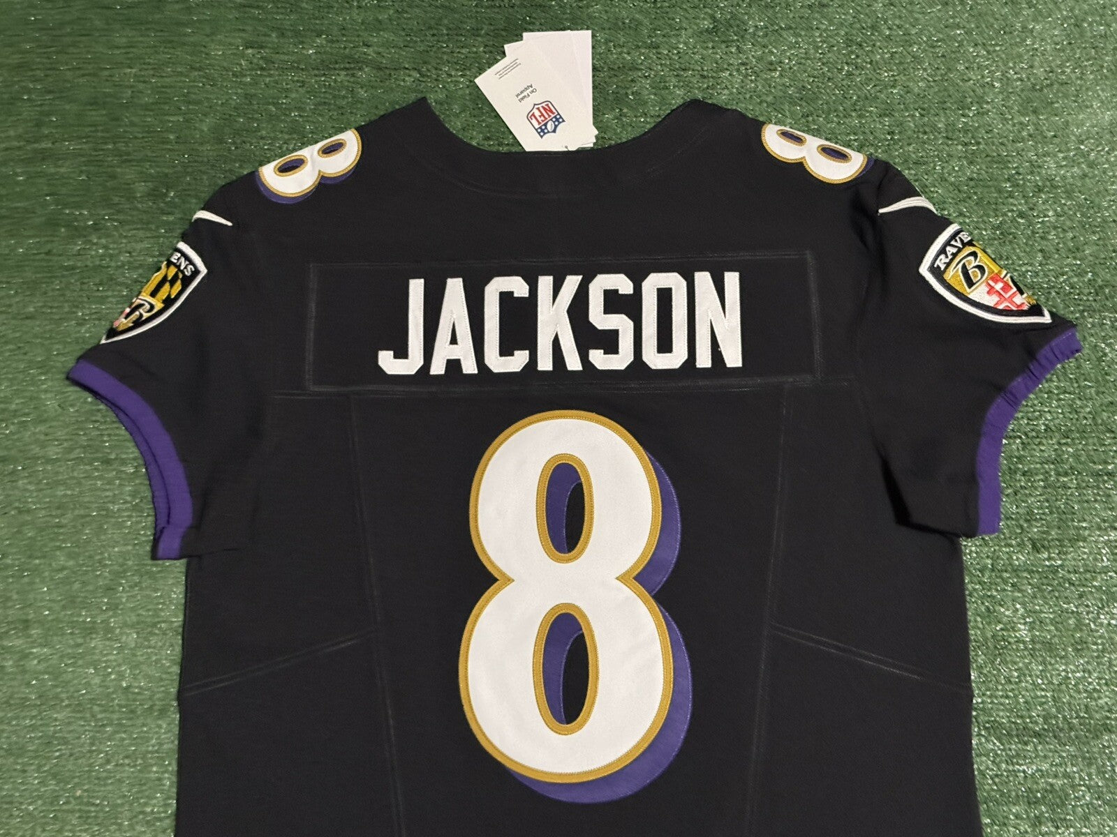 Lamar Jackson Baltimore Ravens Jersey #8 Nike Vapor FUSE Elite Black Size 44 (L) NFL